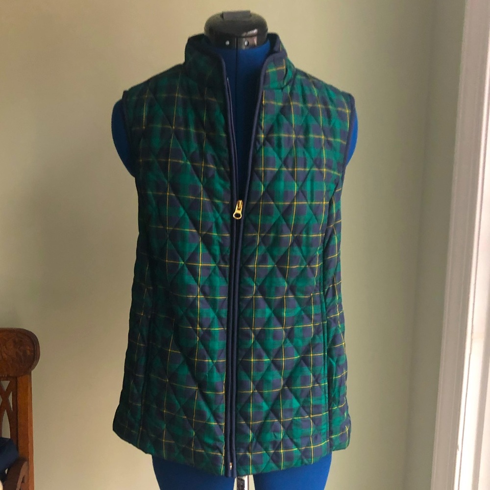 Green Plaid Quilted Vest